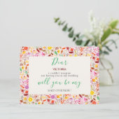 Levendige Waterverven Zomertulp Bloemen Bruiloft Menu (Staand voorkant)