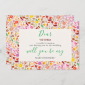 Levendige Waterverven Zomertulp Bloemen Bruiloft Menu (Voorkant / Achterkant)