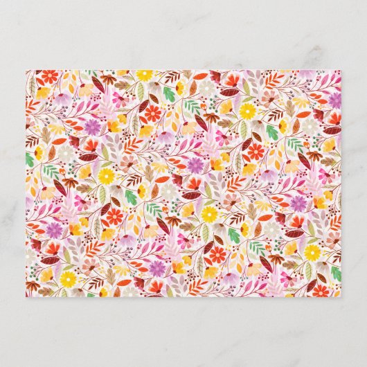 Levendige Waterverven Zomertulp Bloemen Bruiloft Menu (Achterkant)