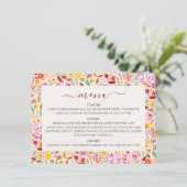 Levendige Waterverven Zomertulp Bloemen Bruiloft Menu (Staand voorkant)