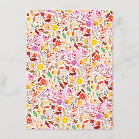 Levendige Waterverven Zomertulp Bloemen Bruiloft Menu (Achterkant)