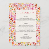 Levendige Waterverven Zomertulp Bloemen Bruiloft Menu (Voorkant / Achterkant)