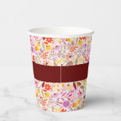 Levendige Waterverven Zomertulp Bloemen Bruiloft Papieren Bekers (Rechts)