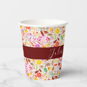 Levendige Waterverven Zomertulp Bloemen Bruiloft Papieren Bekers (Voorkant)