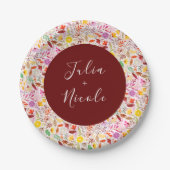 Levendige Waterverven Zomertulp Bloemen Bruiloft Papieren Bordje (Voorkant)