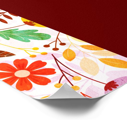 Levendige Waterverven Zomertulp Bloemen Bruiloft Poster (Hoek)