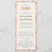 Levendige Waterverven Zomertulp Bloemen Bruiloft Programmakaart (Voorkant)