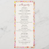 Levendige Waterverven Zomertulp Bloemen Bruiloft Programmakaart (Achterkant)