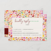 Levendige Waterverven Zomertulp Bloemen Bruiloft RSVP Kaartje (Voorkant / Achterkant)