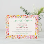 Levendige Waterverven Zomertulp Bloemen Bruiloft Save The Date (Staand voorkant)