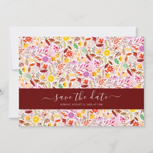 Levendige Waterverven Zomertulp Bloemen Bruiloft Save The Date (Achterkant)