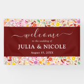 Levendige Waterverven Zomertulp Bloemen Bruiloft Spandoek (Horizontaal)