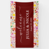 Levendige Waterverven Zomertulp Bloemen Bruiloft Spandoek (Verticaal)