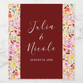 Levendige Waterverven Zomertulp Bloemen Bruiloft Wijn Etiket (Enkel label)