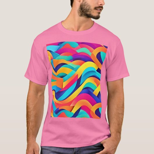 Levendige Wavy Abstracte kunst T-shirt (Voorkant)