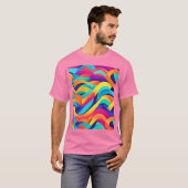 Levendige Wavy Abstracte kunst T-shirt (Voorkant volledig)