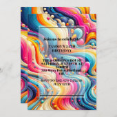 Levendige Wavy illustratie Verjaardagsfeest Kaart (Voorkant / Achterkant)