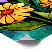 Levendige weide met bloeiende wilde bloemen poster (Hoek)