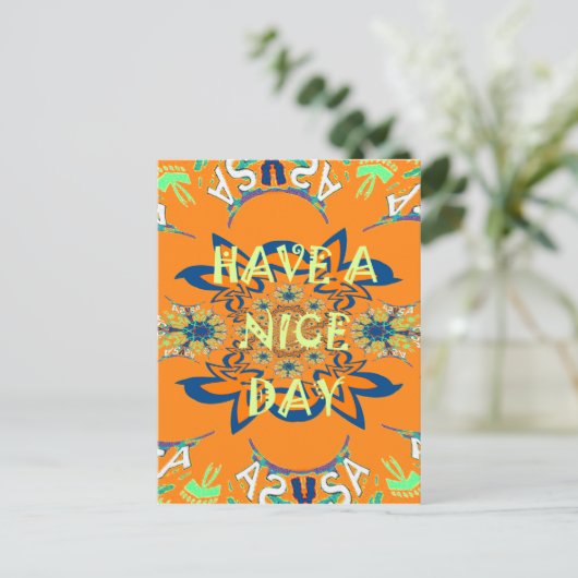 Levendige wensen: heb een mooie dag Art Print Desi Briefkaart (Staand voorkant)