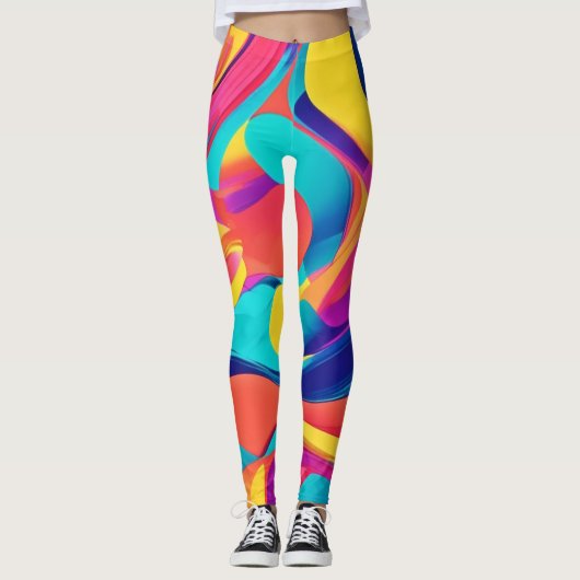 Levendige Wervelende Abstracte Kunst Leggings (Voorkant)