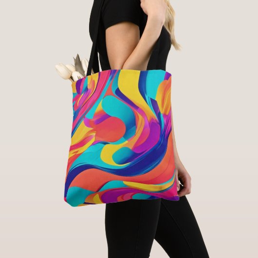 Levendige Wervelende Abstracte Kunst Tote Bag (Dichtbij)