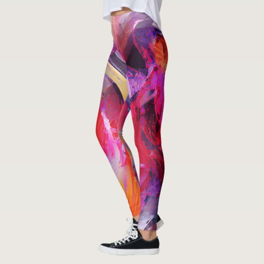 Levendige wervelende rode rollen leggings (Links)