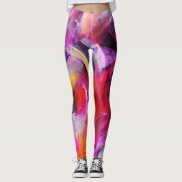 Levendige wervelende rode rollen leggings