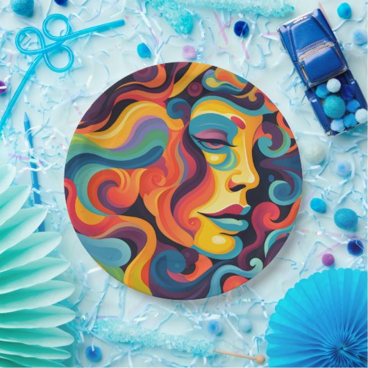 Levendige werveling van emoties papieren bordje (Feest)