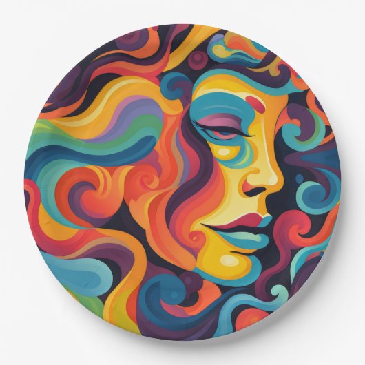 Levendige werveling van emoties papieren bordje (Voorkant)