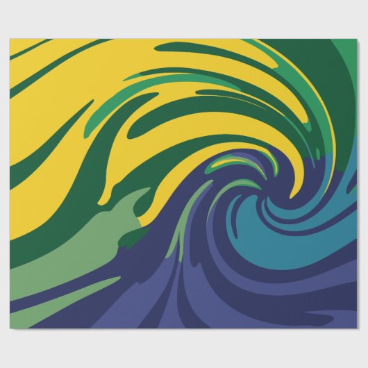 Levendige werveling van groen, geel en blauw cadeaupapier (Vlak)