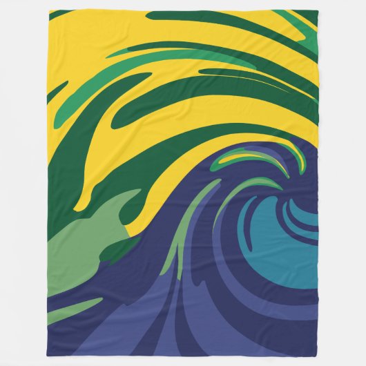 Levendige werveling van groen, geel en blauw fleece deken (Voorkant)