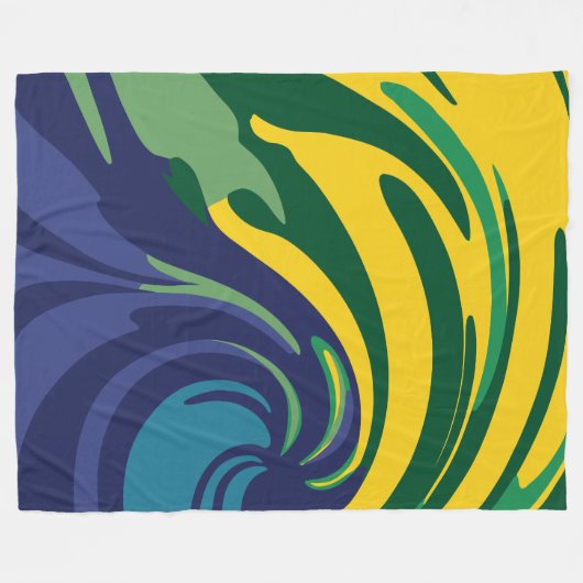 Levendige werveling van groen, geel en blauw fleece deken (Voorkant (Horizontaal))