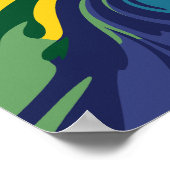 Levendige werveling van groen, geel en blauw poster (Hoek)