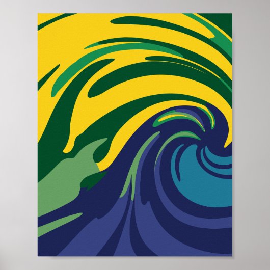 Levendige werveling van groen, geel en blauw poster (Voorkant)