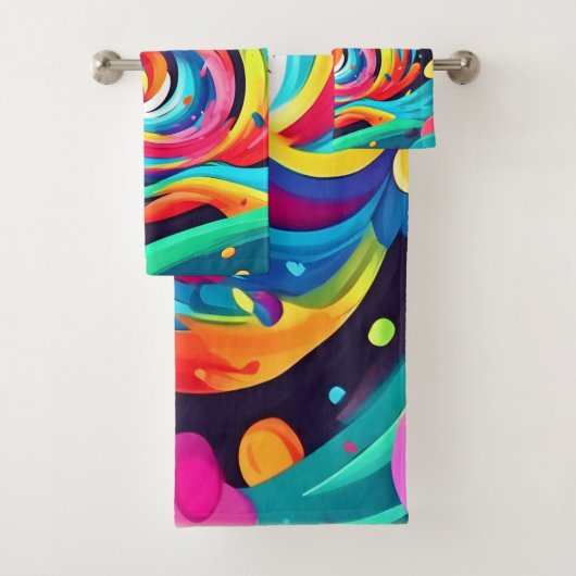 Levendige werveling van kleuren Abstracte kunst Bad Handdoek (Insitu)