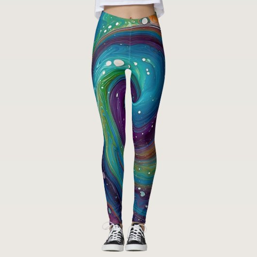 "LEVENDIGE WERVELINGEN: EEN BOEIEND MARMEREND DIPO LEGGINGS (Voorkant)
