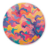 Levendige wervelingen van kleur dynamisch patroon keramische knop (Voorkant)
