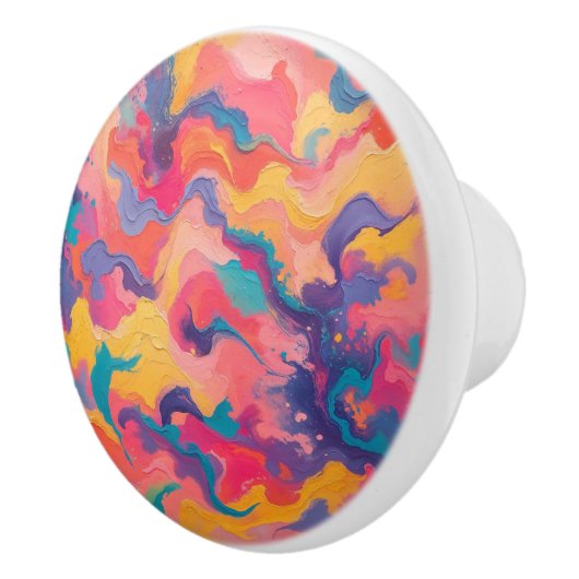 Levendige wervelingen van kleur dynamisch patroon keramische knop (Rechts)