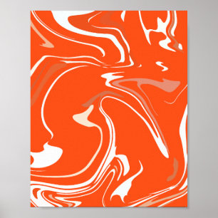 Levendige wervelingen van Oranje abstractie Poster