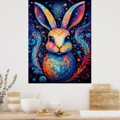 Levendige Wervelwind: Bloeiende Konijnen Bliss Poster (Keuken)