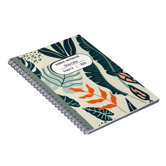 Levendige wetenschap in Sinaasappel en groen Notitieboek (Rechterzijde)