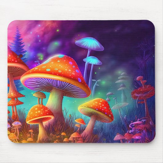 Levendige Wild Psychedelic Mushroom Illustratie Muismat (Voorkant)