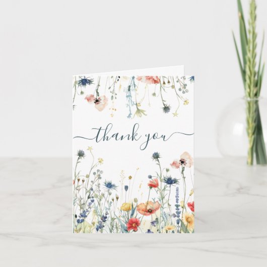 Levendige Wildbloem Baby Shower Bedankkaart (Voorkant)