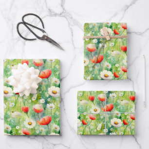 Levendige Wildbloemen Elegante Waterverf Inpakpapier Vel