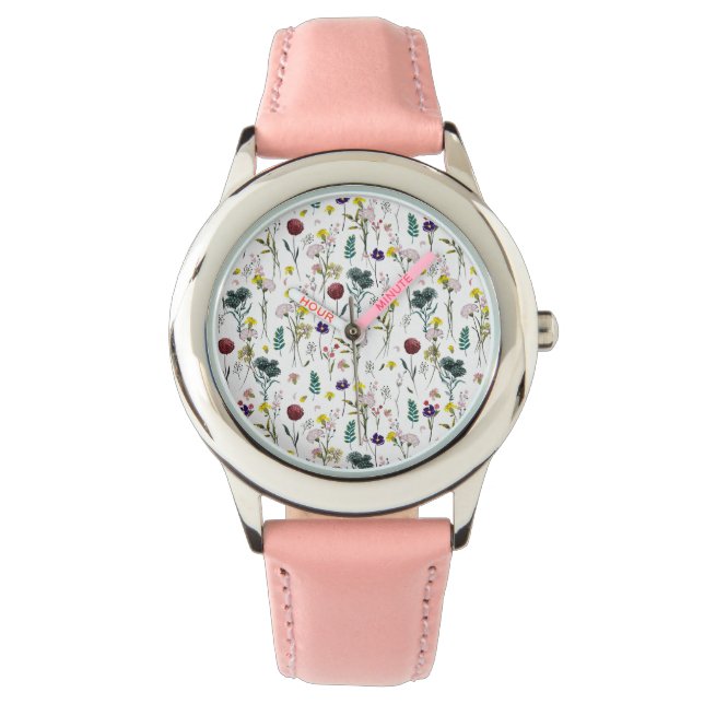 Levendige Wilde Bloem Horloge (Voorkant)