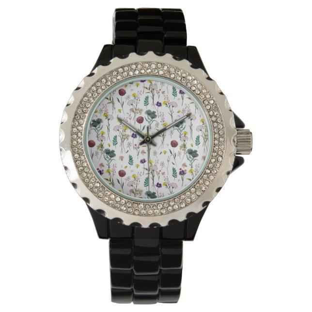 Levendige Wilde Bloem Horloge (Voorkant)