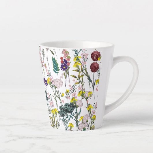 Levendige Wilde Bloem Latte Mok (Rechts)