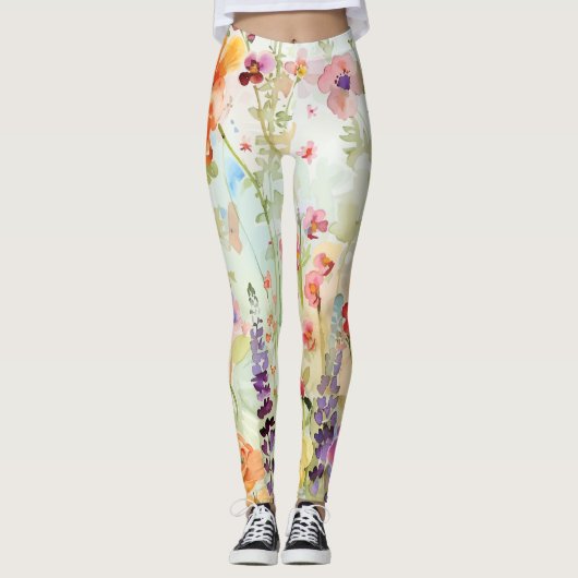 Levendige wilde bloem leggings (Voorkant)