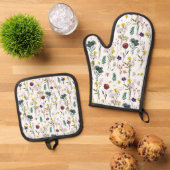Levendige wilde bloem  ovenwant & pannenlap set (Top down)