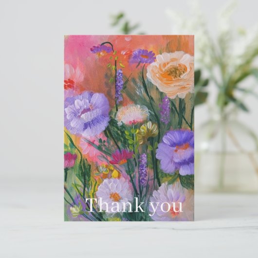 Levendige wilde bloemen bedankkaart (Staand voorkant)